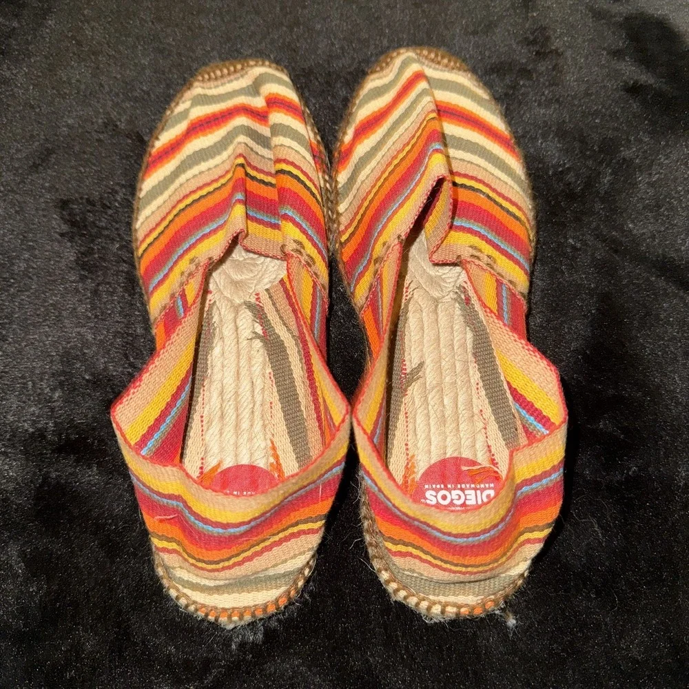 Diegos Classic flat Côte d'Azur stripe espadrilles shoes For Men and Women Sz 38